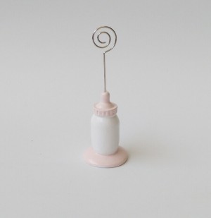 Classic Resin Nursing Bottle Place Card Holder Baby Shower Favors Pink