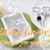 Bride and Groom Heart Wine Stopper and Corkscrew Set Favors