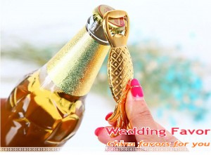 Alloy golden pineapple bottle opener wedding favor 