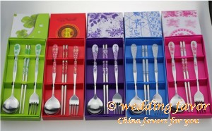 Chinese-style wedding chopsticks spoon fork favors