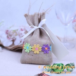 Natural Jute burlap sachet lace gift bags candy bag