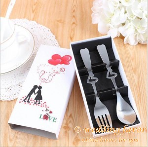 Stainless Steel Heart Design Spoon And Fork Set Wedding Favor