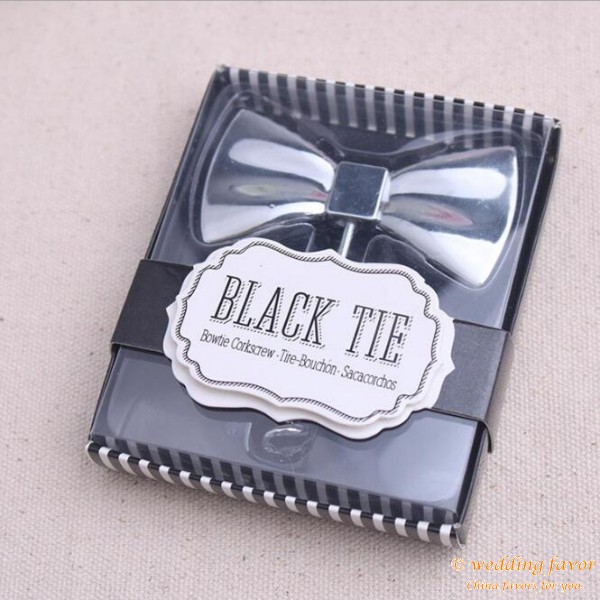 Black Tie bottle opener wedding favors
