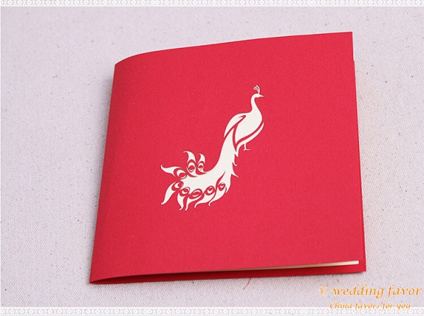 Creative DIY Folding Greeting Card Peacock Invitation Card