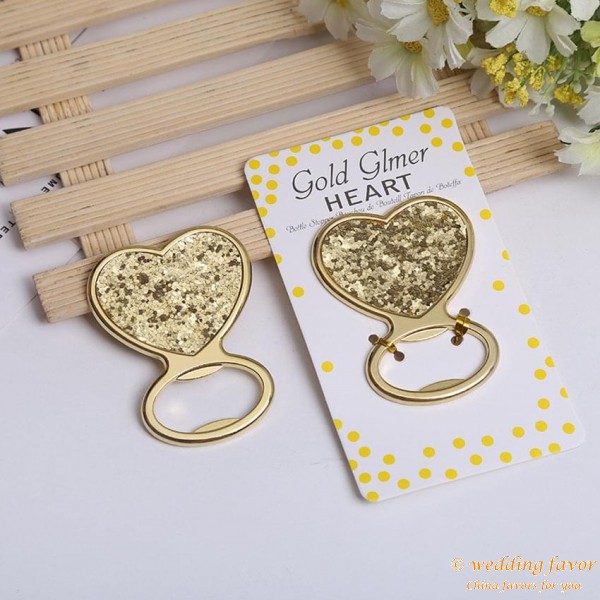Gold Glitter Heart Bottle Opener Favour Gifts