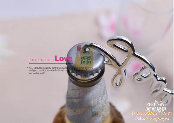 Gold silver LOVE metal beer bottle opener 