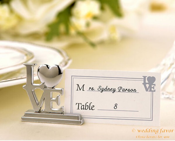Silver LOVE Place Card Holder Wedding Favors