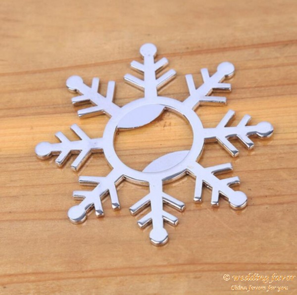 Silver Snowflake Bottle Opener Wedding Favour for Guests